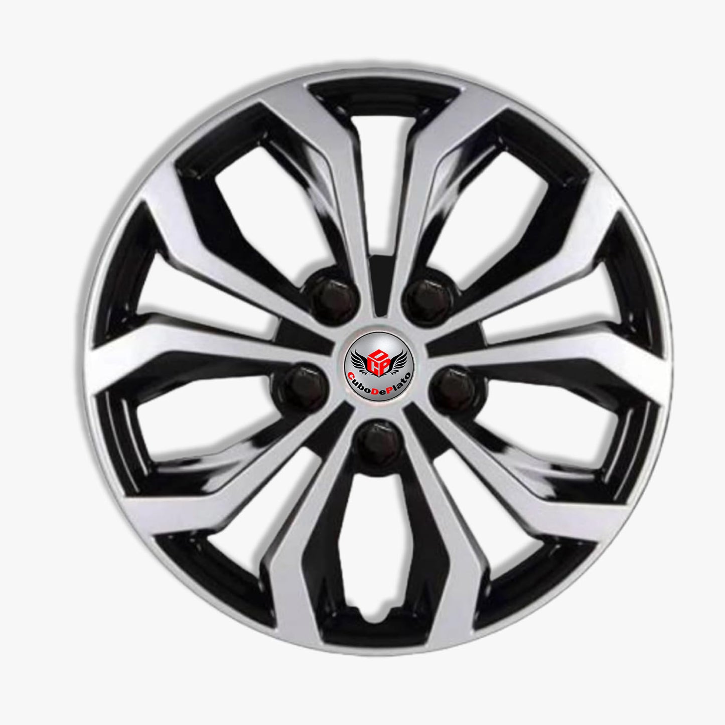 CuboDePlato visnDC_12" (colour Silver Black) Wheel Cover Size (12.0 inch)