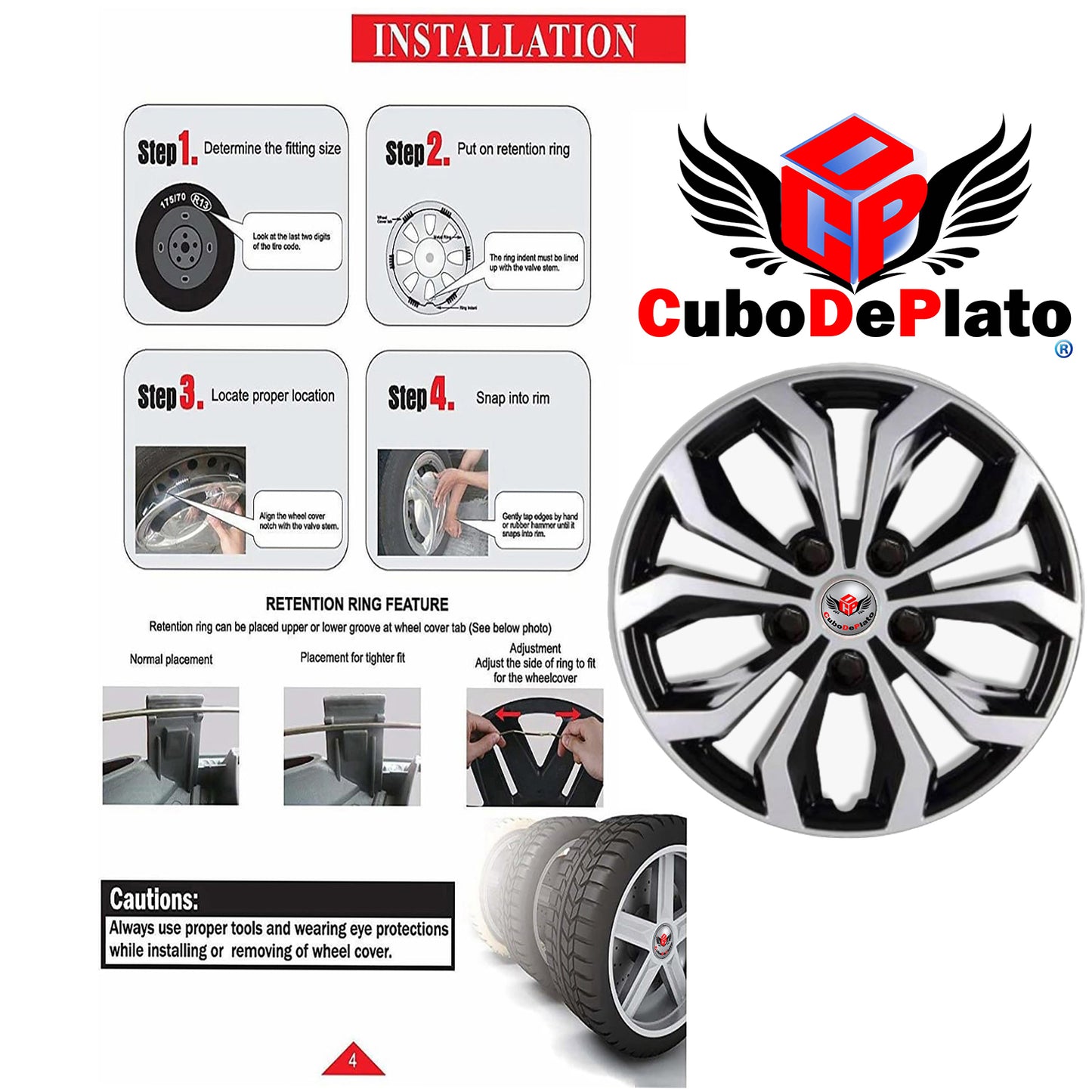 CuboDePlato Delta Black Wheel Cover Universal For Car Size available 12,13,14,15