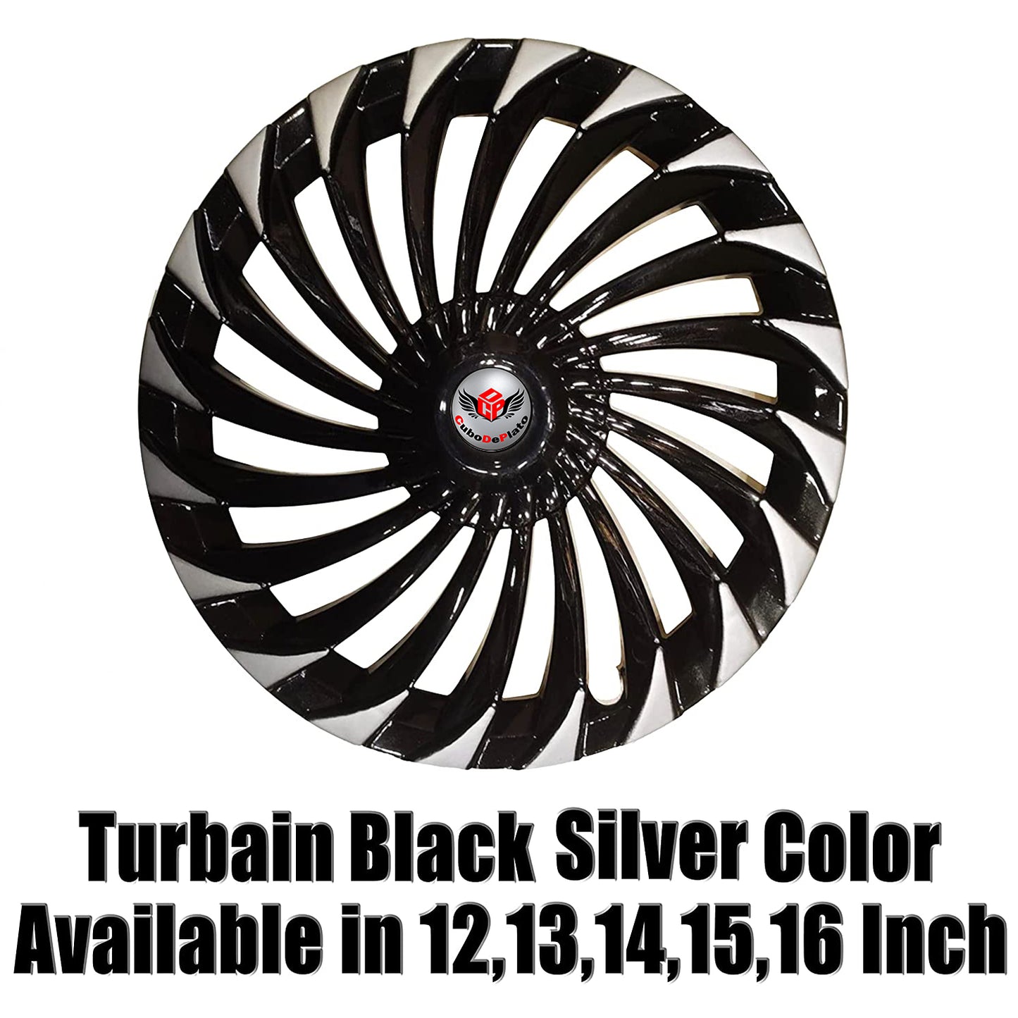 CuboDePlato Turbine_12_Black_Silver Wheel Cover For Maruti, Tata, Hyundai, Universal For Car 800, Omni, Alto, EON D Lite, Zen, Alto 800