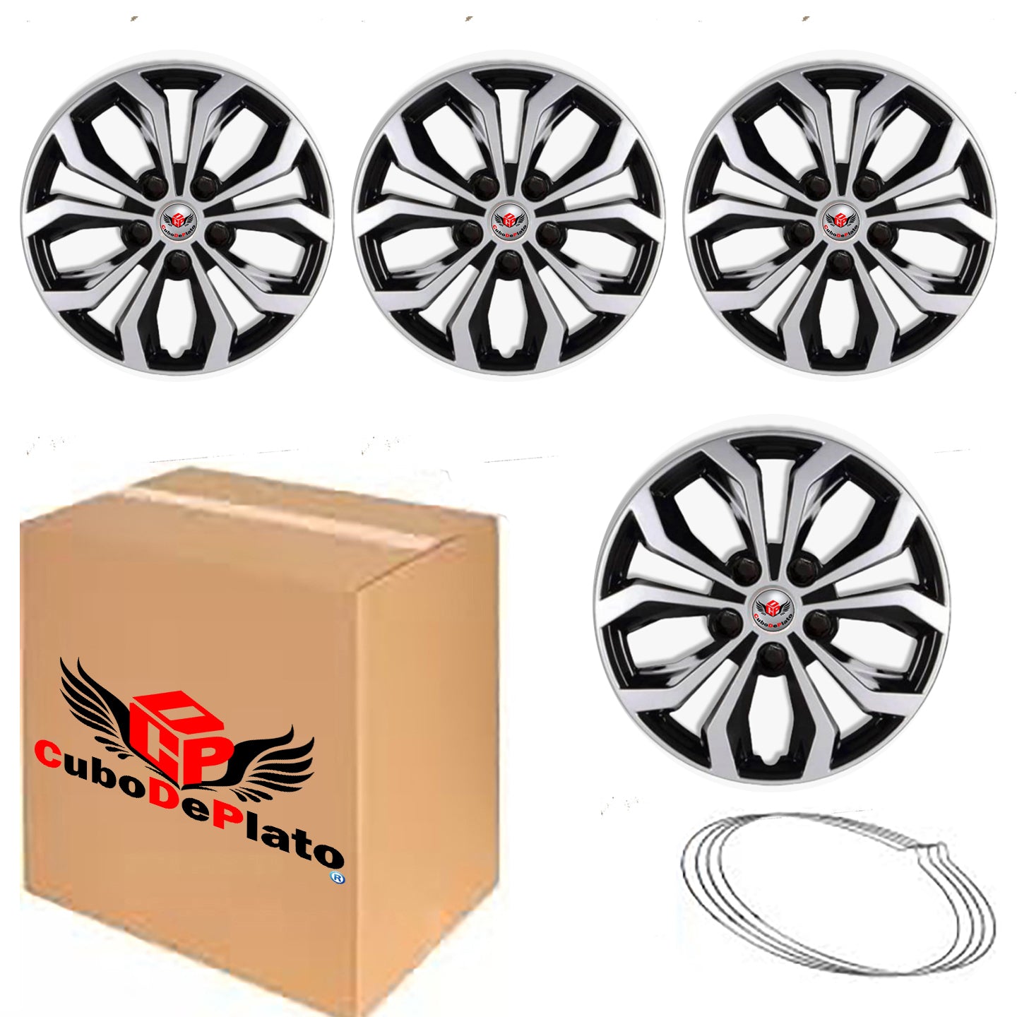 CuboDePlato visnDC_12" (colour Silver Black) Wheel Cover Size (12.0 inch)