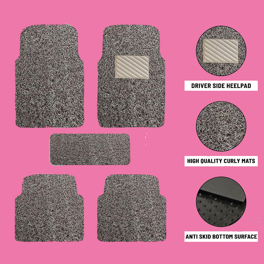 CuboDePlato Plastic, PVC, Nylon Standard Mat For Universal For Car, Honda, Hyundai, Maruti Suzuki, Nissan, Tata, Renault Swift Dzire, Altroz, Punch, Kiger, Magnite, i20, Swift, Grand i10 Nios, Grand i10, Celerio, WagonR/(Color grey-black)