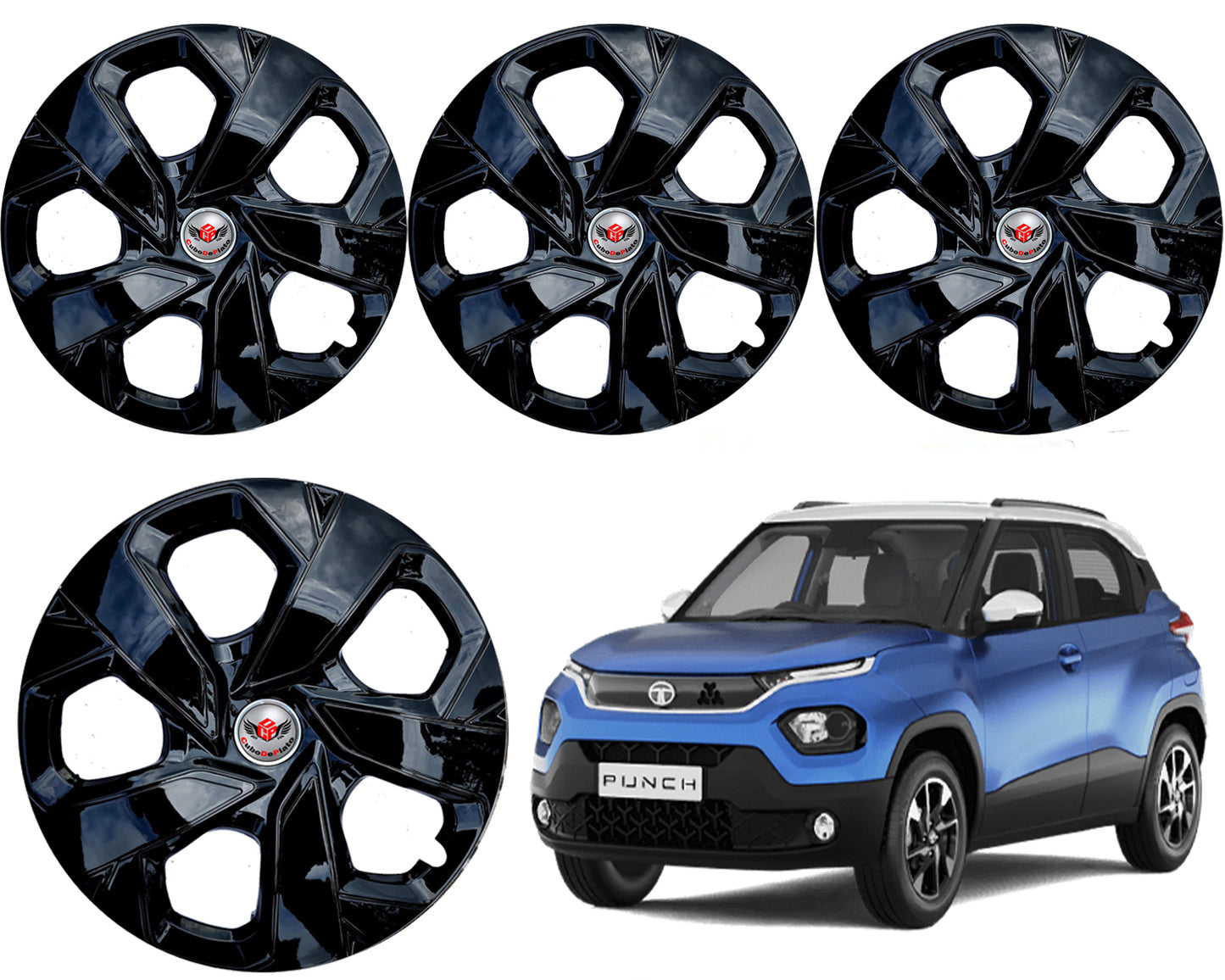 CuboDePlato PunchBlack Wheel Cover For Tata-punch  (15.0 inch)